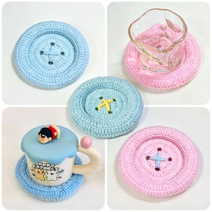 Crochet Coaster Pattern PDF, 2 in 1 Button Coaster, Reversible Coaster Crochet Pattern, Crochet Cup Coaster, Mug Rug, Table Decor image 13