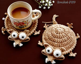 Springkussen eekhoorn onderzetter haakpatroon grappig dier mok tapijt bekerhouder decor
