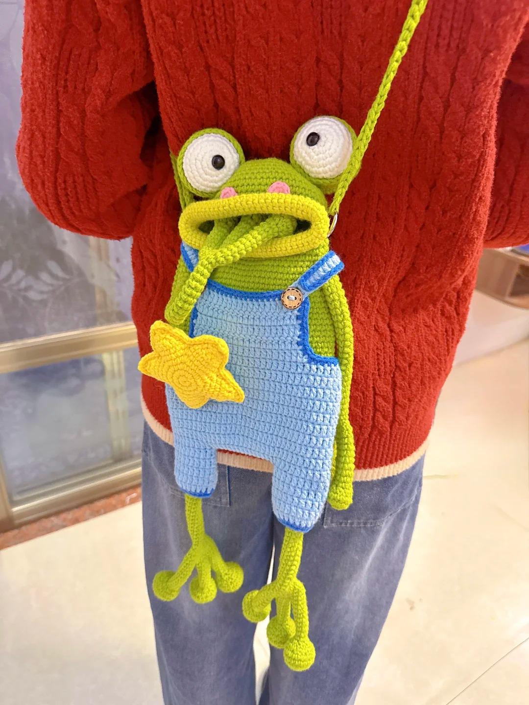 Crochet Frog Handbag Pattern PDF, Big Mouth Frog Purse & Mini