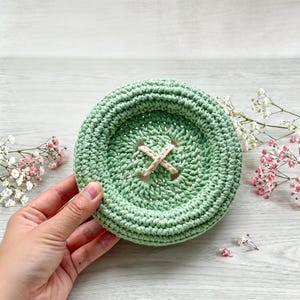 Crochet Coaster Pattern PDF, 2 in 1 Button Coaster, Reversible Coaster Crochet Pattern, Crochet Cup Coaster, Mug Rug, Table Decor image 11