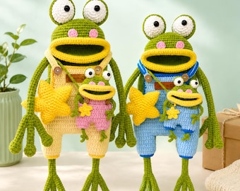 Modello PDF per borsetta a forma di rana all'uncinetto, borsetta a forma di rana con bocca grande e mini custodia per auricolari, borsa amigurumi a forma di rana 2 in 1