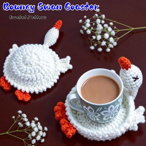 Modèle au crochet cygne gonflable / sous-verre d'oie PDF | Mug animal amusant, décoration maison à faire soi-même