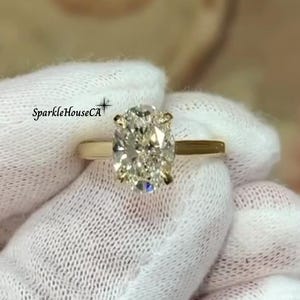 Oval Solitaire Moissanite Ring for Women, 14K Solid Gold 2.00CT Oval Cut Moissanite Engagement Ring, Daily wear Diamond Ring, Promise Ring