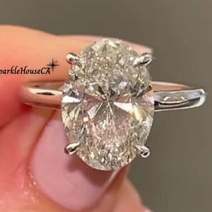 4ct Oval Moissanite Ring, Oval Cut Verlobungsring, 14k Solid White Gold Hochzeitsversprechen Ring, Jubiläumsgeschenk Ring für ihren täglichen Verschleiß Ring