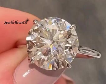 14K Solid White Gold Verlobungsringe, 4 Karat Brilliant Round Cut Ehering, Moissanite Solitaire Jubiläumsring, Geschenkring für Frauen