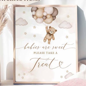 Gender Neutral Teddy Bear Baby Shower Babies Are Sweet Treat Sign Gender Reveal Bearly Wait Decoration Sign Printable Instant Download 05V1