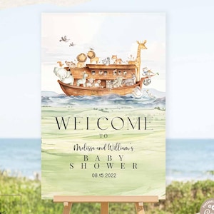 Editable ANY EVENT Noah&#39;s Ark Promised Land Grassland Shower Birthday Baptism Welcome Sign Decor Printable Template Instant Download 14V2