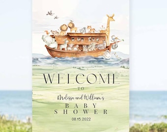 Editable ANY EVENT Noah's Ark Promised Land Grassland Shower Birthday Baptism Welcome Sign Decor Printable Template Instant Download 14V2