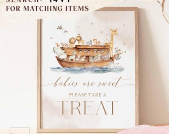 Gender Neutral Noah's Ark Theme Animals Baby Shower Babies Are Sweet Treat Sign Decor Sign Shower Games Printable Instant Download 14V1