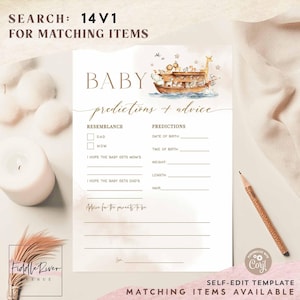 Thème de l'arche de Noé neutre entre les sexes, animaux de la douche de bébé, jeux de pronostics et de conseils imprimables à téléchargement immédiat 14V1