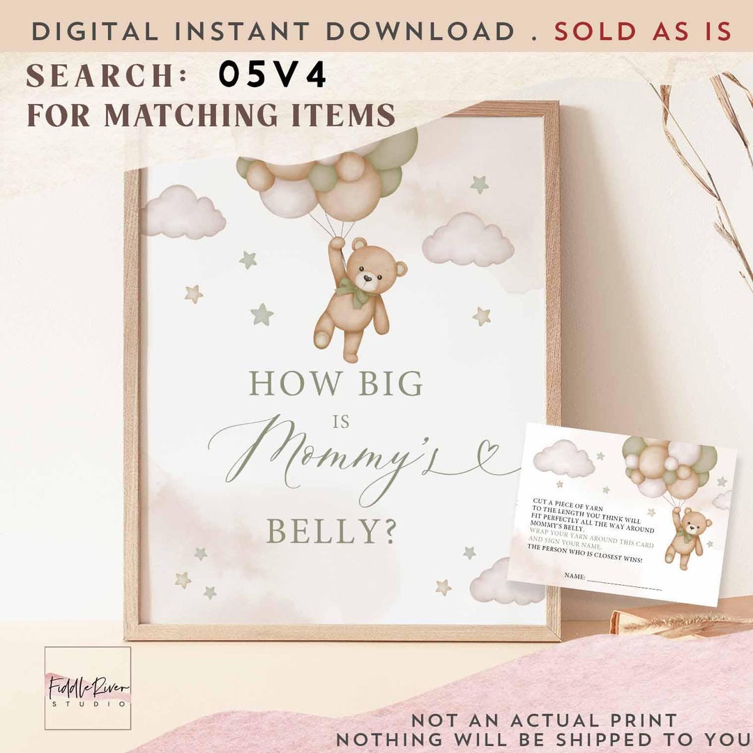 Sage Green Gender Neutral Teddy Bear Bearly Wait Game: Mommy's Belly ...