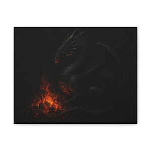 Mystischer Drache Leinwand Kunstdruck, Home Decor, Gothic Wandbild, Fantasy Kunstwerk, Geschenk für Drachenliebhaber, Einzigartiges Kunstwerk