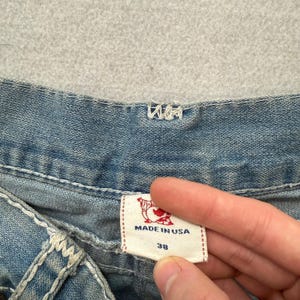 Rare True Religion Super T Ricky Men's Blue Straight Jeans Made In USA Size 38 image 12