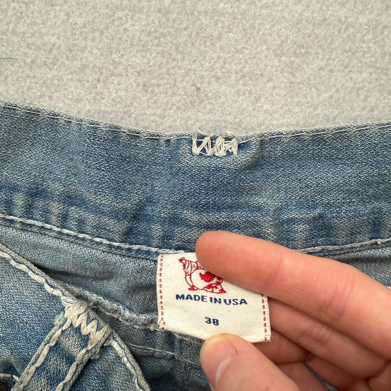 Rare True Religion Super T Ricky Men's Blue Straight Jeans Made In USA Size 38 image 12