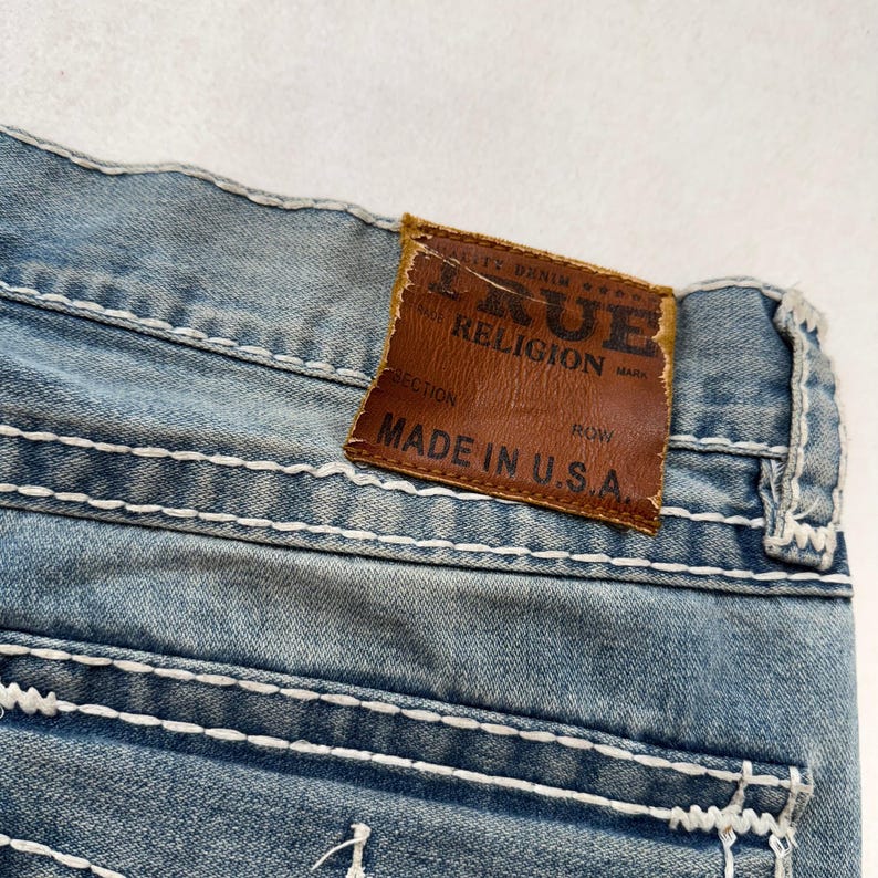 Rare True Religion Super T Ricky Men's Blue Straight Jeans Made In USA Size 38 image 5