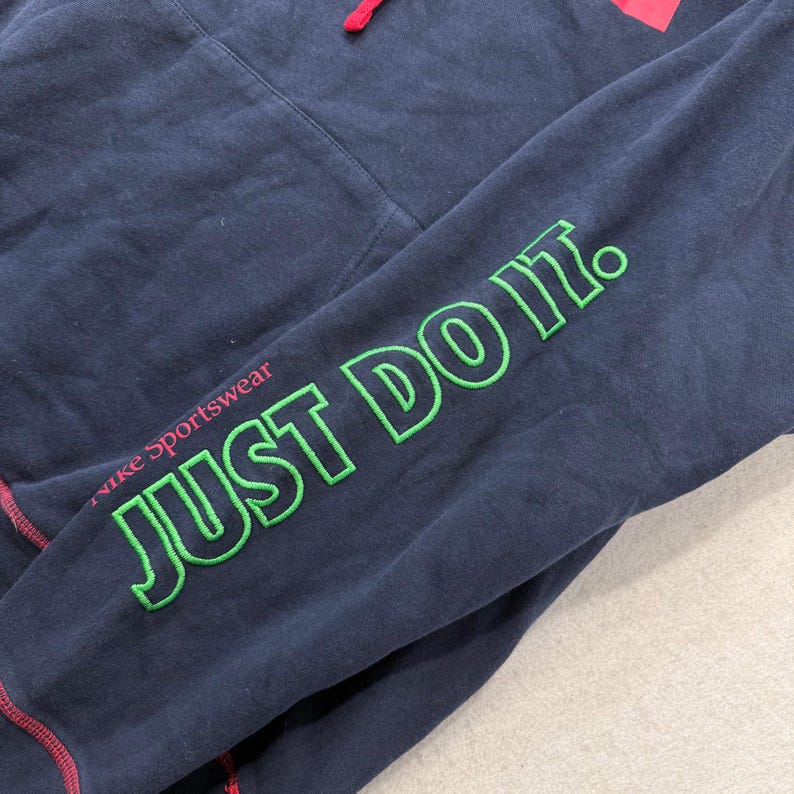 Nike Just Do It Men's Navy Fleece Pullover Hoodie Long Sleeve Sportswear Size XL image 6