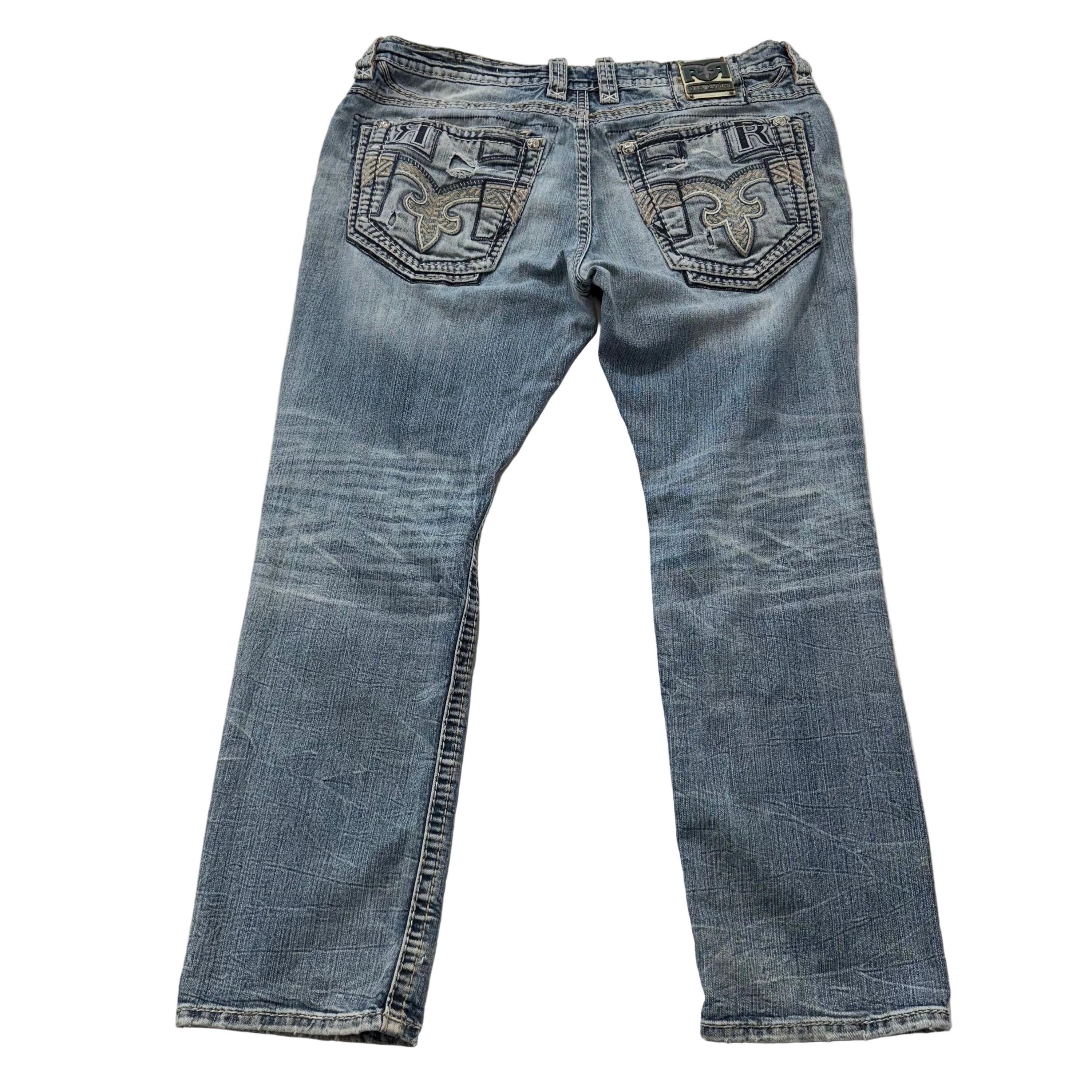 良品【ROCK REVIVAL】（30）ストレートデニム 刺繍 フラップポケット Rock revival jeans - Etsy 日本