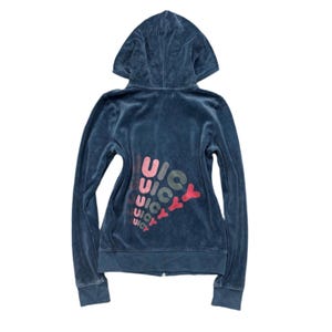 Blue Velour Juicy Couture Hoodie w/ RARE DESIGN | Size 10
