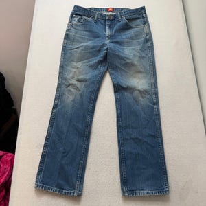 Wrangler 36MWZ Men's Medium Blue Cowboy Cut Denim Jeans Western Slim Fit Size 36 image 2