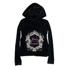 Vintage Juicy Couture Rhinestone Back Design Black Zip Up hoodie sz M