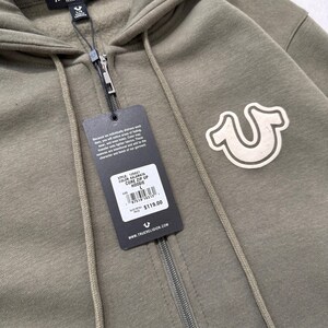 True Religion Buddha Puff Print Olive Zip Up Hoodie image 3