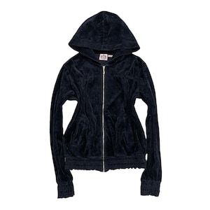 Vintage Juicy Couture black lace cuffs zip up hoodie size L