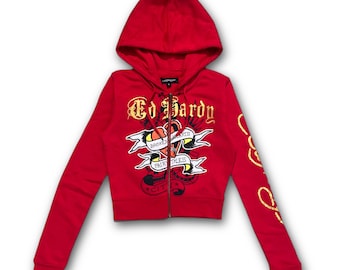 Y2k Ed Hardy Short Sleeve Zip up Hoodie - Etsy