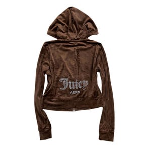 Juicy X Aeropostale rhinestone brown velour zip up hoodie size M