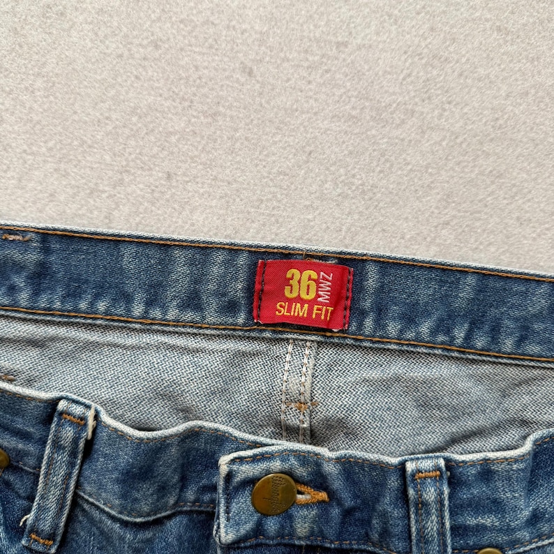 Wrangler 36MWZ Men's Medium Blue Cowboy Cut Denim Jeans Western Slim Fit Size 36 image 3