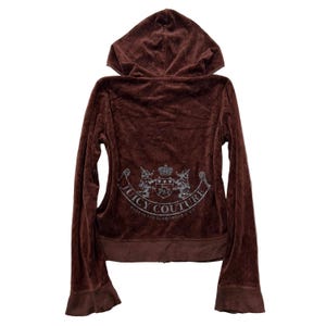 RARA felpa vintage Juicy Couture Scottie Dogs da donna in velluto marrone con zip, taglia S