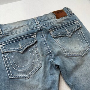 Rare True Religion Super T Ricky Men's Blue Straight Jeans Made In USA Size 38 image 3