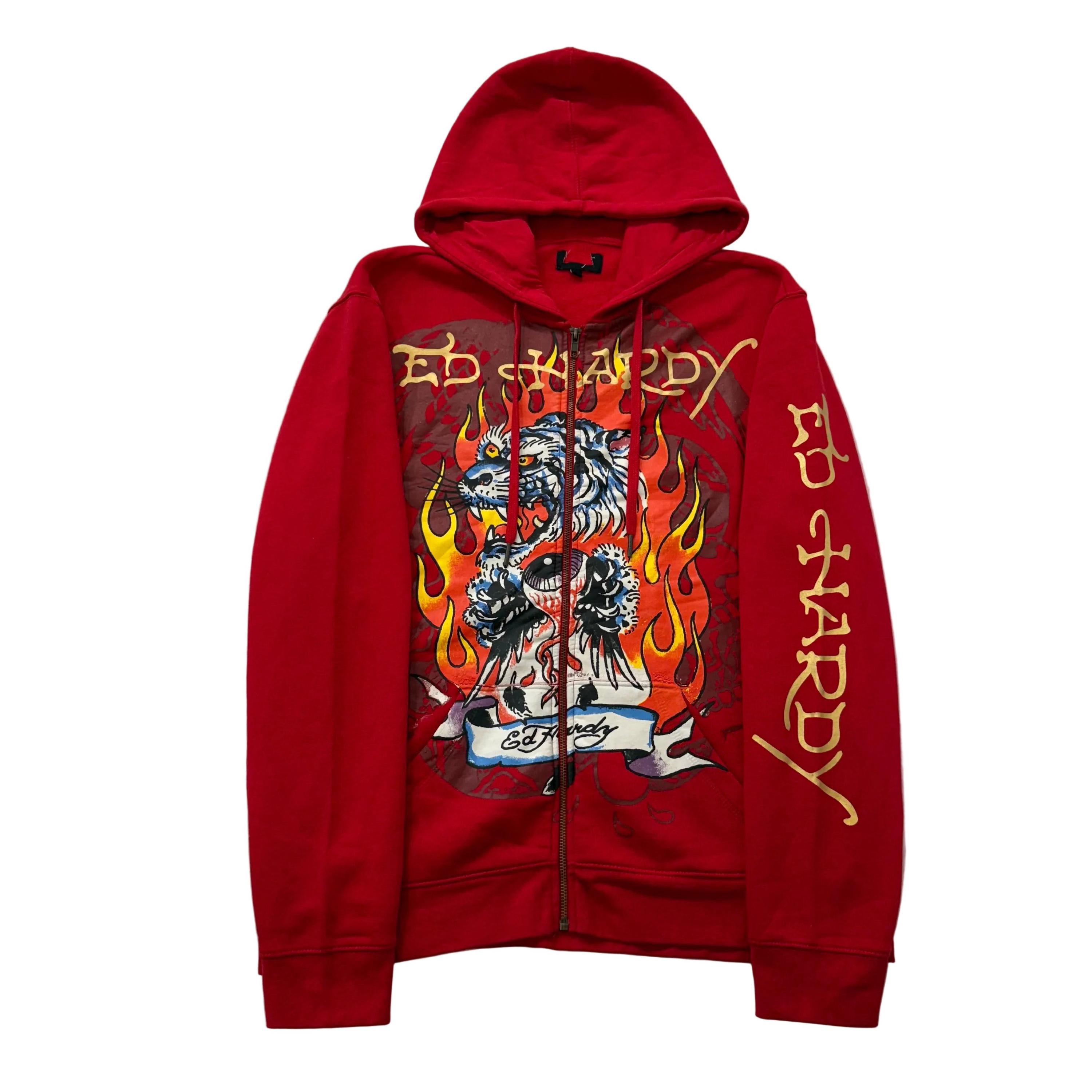 Ed Hardy Red Hoodie - Etsy