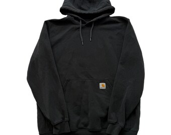 Carhartt Men's Faded Black Cotton Blend Pullover Hoodie Kangaroo Pockets Size M