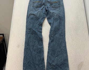 Jeans de mezclilla azul de corte bota para mujer Drew, 5 bolsillos, estilo casual urbano preppy, talla 8