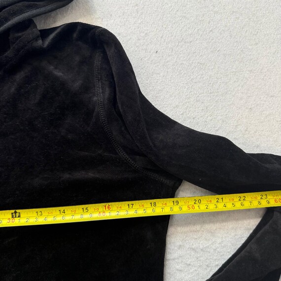 Vintage Juicy Couture Women Black Velour Zip-Up Hoodie Pockets Loungewear Size L View 4