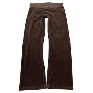 2003 Vintage Juicy Couture Women's Brown Terrycloth Flared Track Pant Y2K Size P