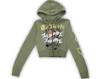Y2k Ed Hardy Short Sleeve Zip up Hoodie - Etsy