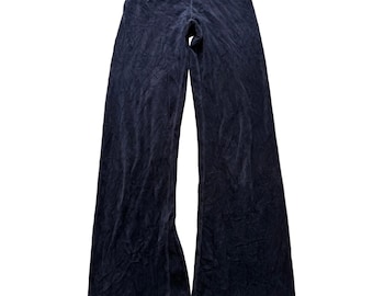 Pantaloni sportivi svasati da donna Juicy Couture, blu navy, in velluto, stile anni 2000, taglia S.