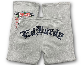 Pantalones acampanados grises «Heart Of Roses» de Ed Hardy
