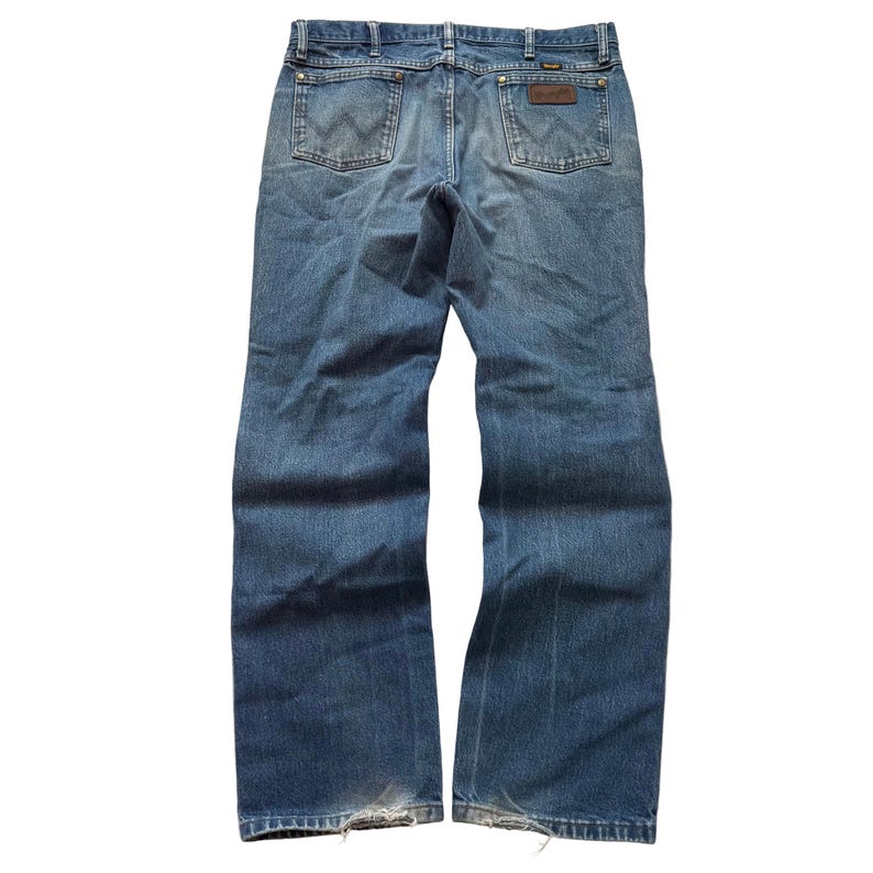 Wrangler 36MWZ Men's Medium Blue Cowboy Cut Denim Jeans Western Slim Fit Size 36 image 1