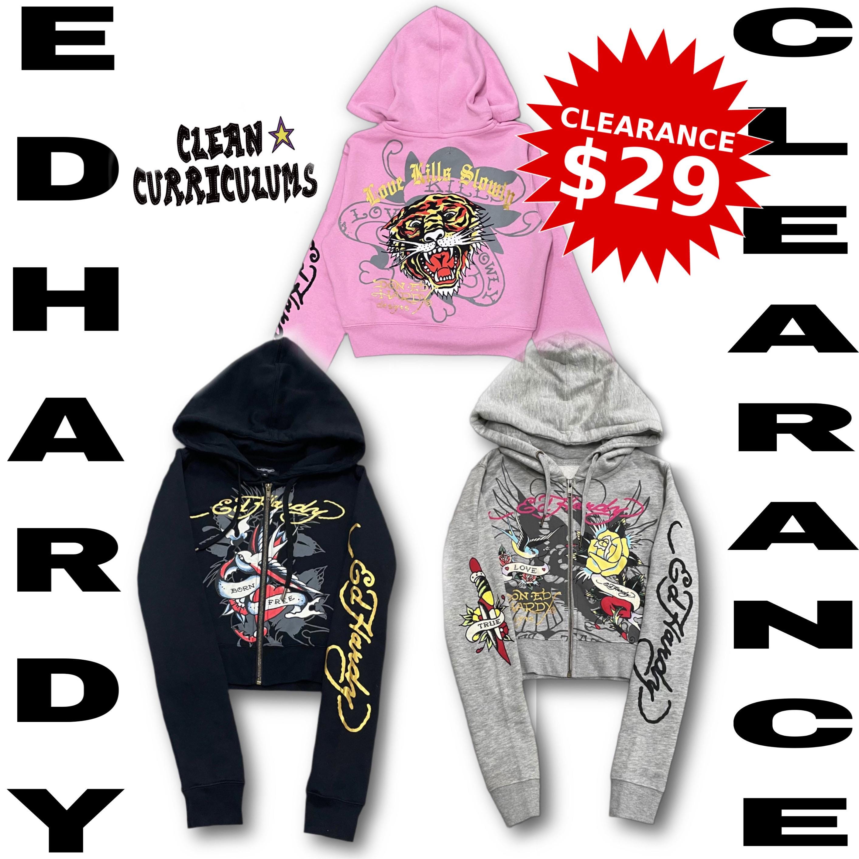 y2k✨️ 00s Ed Hardy ベロア ロゴ ジップアップ パーカー 希少 Early 2000s Ed hardy type zip up with 🐅🐅 on the | Depop