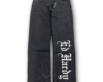 Vaqueros rectos negros con bordado "Panther Wings" de Ed Hardy