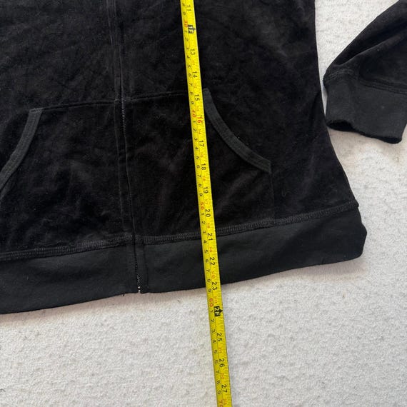 Vintage Juicy Couture Women Black Velour Zip-Up Hoodie Pockets Loungewear Size L View 5