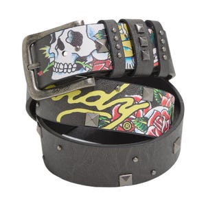 Vtg Y2K Ed Hardy Gothic Handmade Leather Belt with Skull Design & Stud Details S Ed Hardy | Accessories | Ed Hardy Belt W Skull Design  main image 4