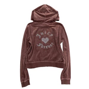 Vintage Juicy Couture X Forever 21 Rhinestone brown velour zip up hoodie size L