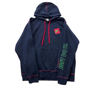 Nike Just Do It Men's Navy Fleece Pullover Hoodie Long Sleeve Sportswear Size XL image 1