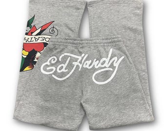 Pantalones acampanados grises “Eagle Heart” de Ed Hardy
