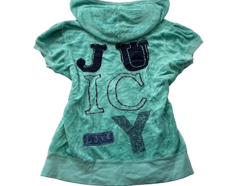 ヴィンテージ Juicy Couture レディース ティール テリークロス パーカー 半袖 グラフィック サイズ L