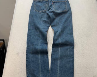 Levi's 501XX Pantalones vaqueros de mezclilla azul para hombre, pierna recta, cierre de cremallera, corte regular, talla 30x34