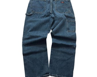 Dickies herenblauwe denim timmermansjeans met zakken werkkleding relaxte pasvorm, maat 36 x 30